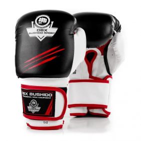 Adult Boxing Gloves (Black and White v1) 8-14oz / DBX Bushido