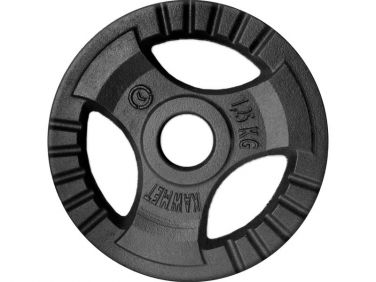 Black cast iron tri-grip weight plates standard / Kawmet 28mm
